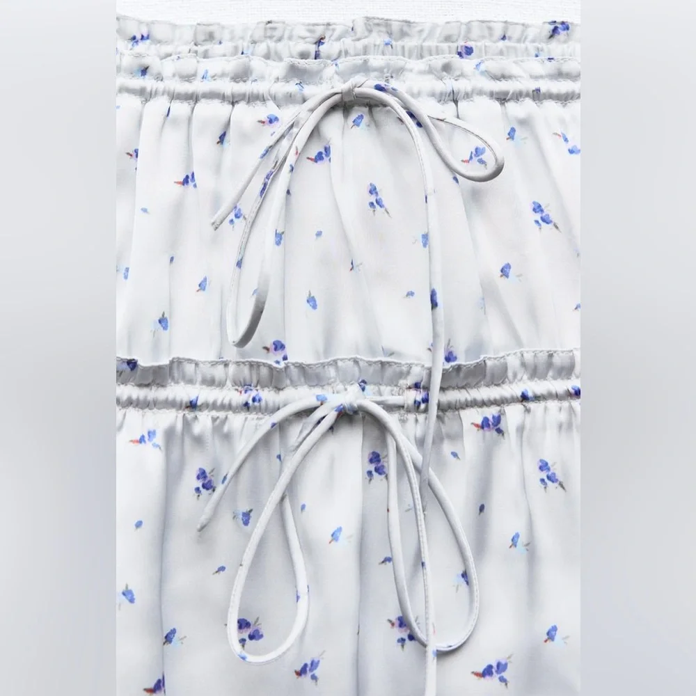 NWT Zara satin floral mini skirt - Picture 5 of 12